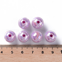 不透明なアクリルビーズ  ABカラーメッキ  ラウンド  スミレ  12x11mm  穴：2.5mm  約566個/500g&nbsp;MACR-S370-D12mm-A03