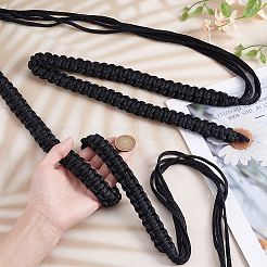 ポリエステルスタッフストラップショルダーコード  ブラック  1100x23x10mm&nbsp;DIY-WH0888-416A
