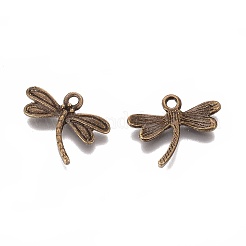 合金のチベット風チャーム  トンボ  カドミウムフリー＆ニッケルフリー＆鉛フリー  アンティークブロンズ  16x20x2mm  穴：2mm  約970個/1000g&nbsp;TIBE-S298-012AB-FF