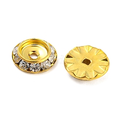 真鍮クリスタルラインストーンビーズ  カドミウムフリー＆鉛フリー  フラットラウンド  ミックスカラー  13x3~3.5mm  穴：1.6~2mm&nbsp;RB-F035-06C