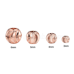PVD Vacuum Plating Brass Corrugated Round Spacer Beads Set&nbsp;KK-LS0001-10C-RG