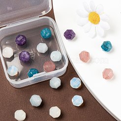 18個6スタイルの天然および合成混合石ビーズ  ラウンド  染め  多面カット  10mm  穴：1.2mm  3個/スタイル&nbsp;G-FS0001-65