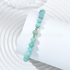 Natural Amazonite & Brass Beads Stretch Bracelets for Women Men&nbsp;BJEW-JB13795