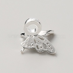キュービックジルコニアペンダント付き真鍮  蝶  銀  12.5x15x10mm  穴：3.3mm&nbsp;KK-WH0081-23S