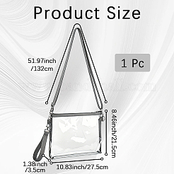 防水透明PVCクロスボディバッグ  長方形  グレー  535mm  バッグ：215x275x2mm&nbsp;AJEW-WH20115-05A