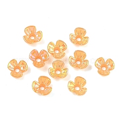 UVメッキ不透明アクリルビーズキャップ  虹色の  3  - 花びらの花  ミックスカラー  6.5x7x3mm  穴：1.2mm&nbsp;OACR-K001-39