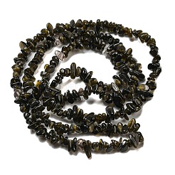 天然石ゴールデンシーンオブシディアンビーズ連売り  チップ  グレードA  4~12x3~4x3~5mm  穴：0.7mm  31.50''（80センチメートル）&nbsp;G-G0003-B46