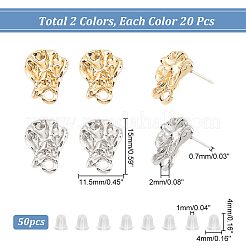 40Pcs 2 Color Alloy Stud Earring Findings&nbsp;FIND-DC0002-19
