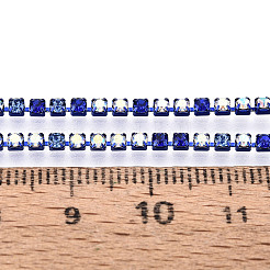 鉄ラインストーンカップチェーン  スプールで  サファイア  2x2x2mm  約30.00フィート（9.14m）/ロール&nbsp;CH-T007-02A-03