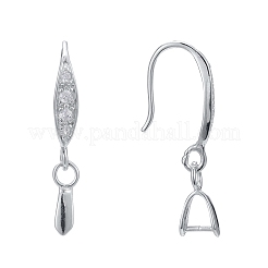 Anti-Tarnish Rhodium Plated 925 Sterling Silver Earring Hooks&nbsp;STER-F033-55P