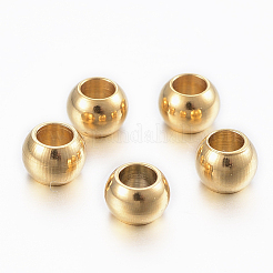 イオンプレーティング（IP）304ステンレスビーズ  ラウンド  ゴールドカラー  4x3mm  穴：2mm&nbsp;STAS-H394-02G