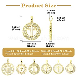 6Pcs 6 Styles Brass Micro Pave Cubic Zirconia Pendants&nbsp;KK-CJ0004-11