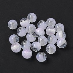 ツートンカラーの樹脂ビーズ  ラウンド  グリッターパウダー付き  透明  8mm  穴：1.8mm&nbsp;RESI-Q025-02A-C