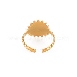 Ion Plating(IP) 304 Stainless Steel Flat Round with Heart Open Cuff Ring for Women&nbsp;RJEW-S405-202G