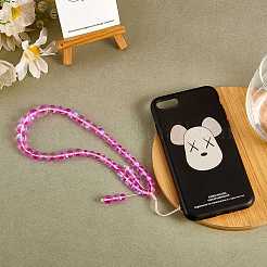ラウンド合成ムーンストーンビーズモバイルストラップ  ナイロンコード tpu 携帯電話ストラップパッチモバイルアクセサリー装飾  青紫色  23cm&nbsp;HJEW-SW00042-04