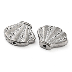 変色しにくい316ステンレススチールビーズ  シェル形状  ステンレス鋼色  13x16x4mm  穴：1.2mm&nbsp;STAS-B047-26P