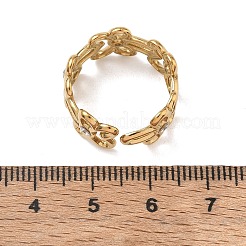 304 Stainless Steel Micro Pave Cubic Zirconia Cuff Open Rings&nbsp;SA-CBAFEB5-05G