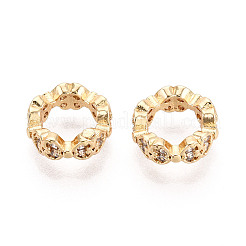 Brass Micro Pave Clear Cubic Zirconia European Beads&nbsp;KK-N275-03G