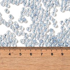 内側が透明なガラスシードビーズ6/0個。  ロンデル  ライトスチールブルー  4x3mm  穴：1.4mm  約7500個/ポンド&nbsp;SEED-P006-01A-13