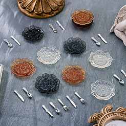 12Pcs 3 Colors Plastic Plate & 36Pcs 3 Styles Resin Tableware Miniature Ornaments&nbsp;DIY-TA0015-50