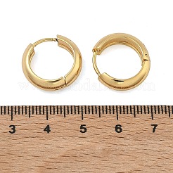 201 ステンレススチールフープピアス  304ステンレスピン付き  PVD真空メッキ  長持ちメッキ  リング形状  ゴールドカラー  17x5mm&nbsp;EJEW-D354-21G-02