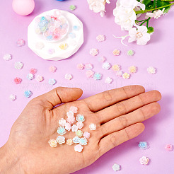 200個 4スタイル 蓄光樹脂デコデンカボション  暗闇で光る  花  ミックスカラー  5.5~13x3~6.5mm  50個/スタイル&nbsp;RESI-TA0003-54
