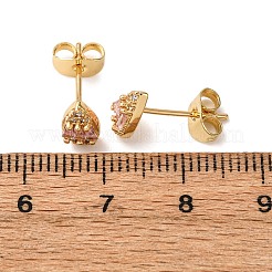 Brass Micro Pave Cubic Zirconia Teardrop Stud Earrings&nbsp;EJEW-K267-40G