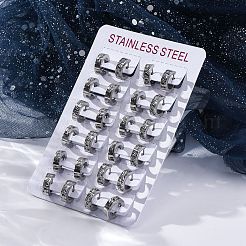 304ステンレススチール研磨効果フープピアス  ステンレス鋼色  13.5x4mm&nbsp;EJEW-M001-14P
