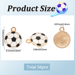56本合金エナメルペンダント  サッカーのチャーム  ゴールドカラー  ブラック  16.5x13x2mm  穴：1.8mm&nbsp;FIND-SC0016-12
