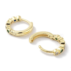 女性用真鍮パヴェキュービックジルコニアフープピアス  18KGP本金メッキ  ミックスカラー  13.5x2.5mm&nbsp;EJEW-L269-137G