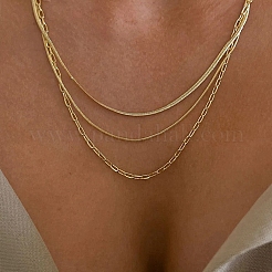 Stainless Steel Chains Three Layers Necklaces&nbsp;NJEW-D054-01A-01G