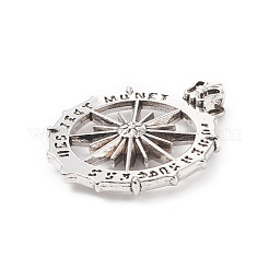 チベット風合金ビッグサイズペンダントトップ  太陽  アンティークシルバー  51x41x8mm  穴：7.5x4.6mm&nbsp;FIND-C008-07AS