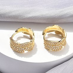 リーフブラスマイクロパヴェクリアキュービックジルコニアフープピアス  18KGP本金メッキ  15.5x17x8.5mm&nbsp;EJEW-C182-06G