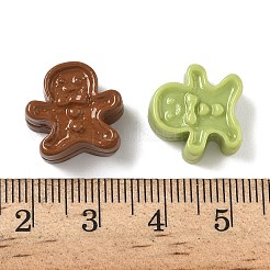 ジンジャーブレッドマンのクリスマステーマの不透明樹脂カボション  混合図形  ミックスカラー  15x14.5x7mm&nbsp;RESI-B037-02