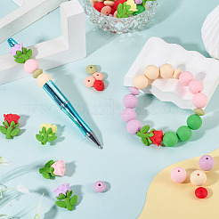 48Pcs 14 Styles Flower Silicone Beads&nbsp;SIL-TA0003-32