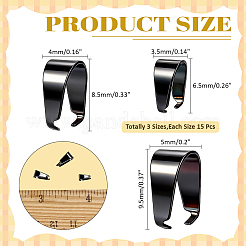 304ステンレススチールスナップオンベイル  ブラック  6.5~9.5x3.5~5mm  15個/スタイル&nbsp;STAS-ME0003-76A