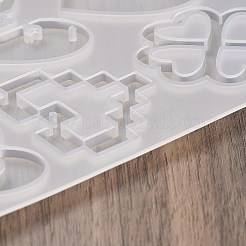 ハートのイヤリングペンダント DIY シリコン型  レジン型  UVレジン用  エポキシ樹脂工芸品作り  透明  111x144x4.5mm  内径：9~29.5x14~45mm  穴：2mm&nbsp;X1-DIY-Q033-06B