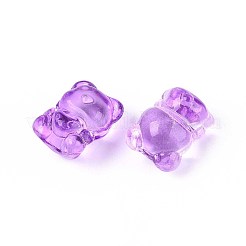 ベーキングペイント透明ガラスビーズ  ハートで耐える  ミディアム蘭  20~20.5x14.5~15x13.5~14mm  穴：1.5~1.6mm&nbsp;DGLA-N018-02G
