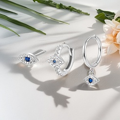 シンプルなS925スターリングシルバーの馬の目ピアスセット  キュービックジルコニア付き  銀  3~16x5~6mm&nbsp;NN5994-2