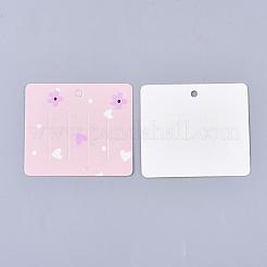 厚紙ヘアクリップ表示カード  花模様の長方形  ピンク  6x6.9x0.03cm  穴：4mm&nbsp;CDIS-S028-04