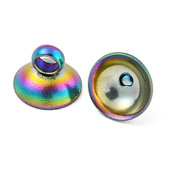 304ステンレススチールビーズキャップペンダントベイル  グローブガラスバブルカバーペンダント用  虹色  5mm  穴：1.50mm&nbsp;STAS-G224-24M-07