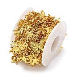 ラックメッキ304ステンレス鋼リンクバーチェーン  ヒトデの魅力  ハンダ付け  スプールで  ゴールドカラー  14x2.5x1mm  約16.40フィート（5m）/ロール&nbsp;CHS-N009-06G