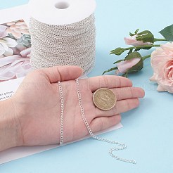 未溶接アイアン製ツイストチェーン  オーバル  スプールで  銀色のメッキ  3.5x2.5x0.7mm  約328.08フィート（100m）/ロール&nbsp;CH-R053-S