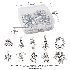 40 個 10 スタイルのクリスマステーマ合金ペンダント  混合図形  アンティークシルバー  13.5~28x10.5~23x2~5.5mm  穴：1.5~2.5mm  4個/スタイル&nbsp;FIND-FS0001-50