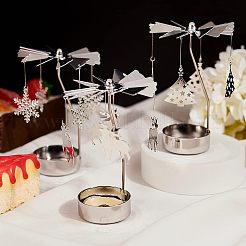 鉄回転ティーライトキャンドルホルダー  キャンドル愛好家のために  ロマンチックな結婚式  クリスマスパーティー  プラチナ  3boxes /セット&nbsp;AJEW-FG0001-20P