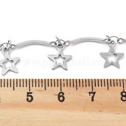 304ステンレススチールリンクチェーン  スプールで  ハンダ付け  スター  ステンレス鋼色  9.5x8x0.5mm  5 m /ロール&nbsp;CHS-U002-05P-04
