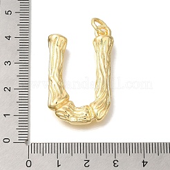ラックメッキ真鍮チャーム  長持ちメッキ  カドミウムフリー＆鉛フリー  18KGP本金メッキ  丸カン付き  U字  38x22.5x7.5mm  穴：5mm&nbsp;KK-I721-01G-U