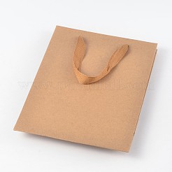 長方形のクラフト紙袋  ギフトバッグ  ショッピングバッグ  茶色の紙袋  ナイロンコードハンドル付き  バリーウッド  40x30x10cm&nbsp;AJEW-L048E-02