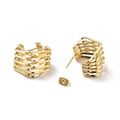 真鍮スタッドピアス  女性のためのマルチダイヤモンド形のスタッドのイヤリング  18KGP本金メッキ  20x16x17mm  ピン：0.8mm&nbsp;KK-H433-53G