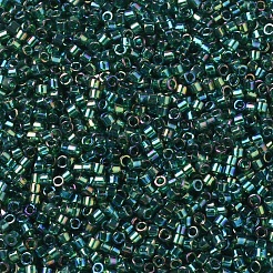 MIYUKIデリカビーズ  シリンダー  日本製シードビーズ  11/0  （db0175)トランスペアレントエメラルドab  1.3x1.6mm  穴：0.8mm  約2000PCS /ボトル  10 G /ボトル&nbsp;SEED-JP0008-DB0175